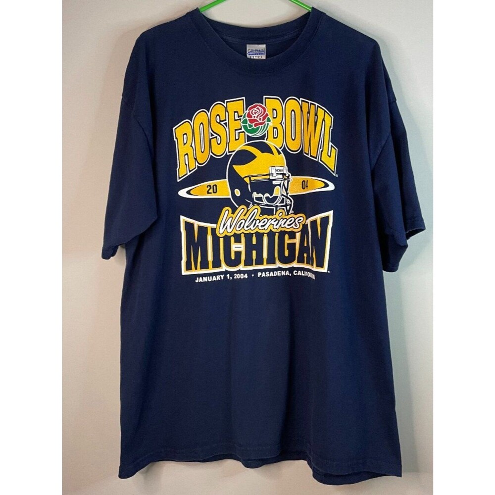 Vintage 2004 Michigan Wolverines Rose Bowl Navy Shirt Size XL